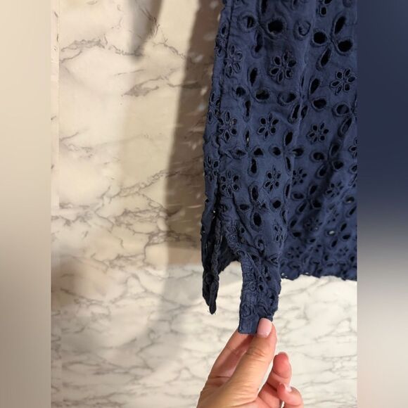 J.Crew Laser-Cut Eyelet Tunic Coverup in Midnight Navy Size S - Picture 9 of 12